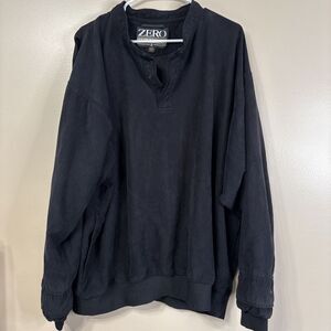 Zero Restriction Micro Suede Golf 1/4 Button Men's 2X Long Sleeve Pullover Black